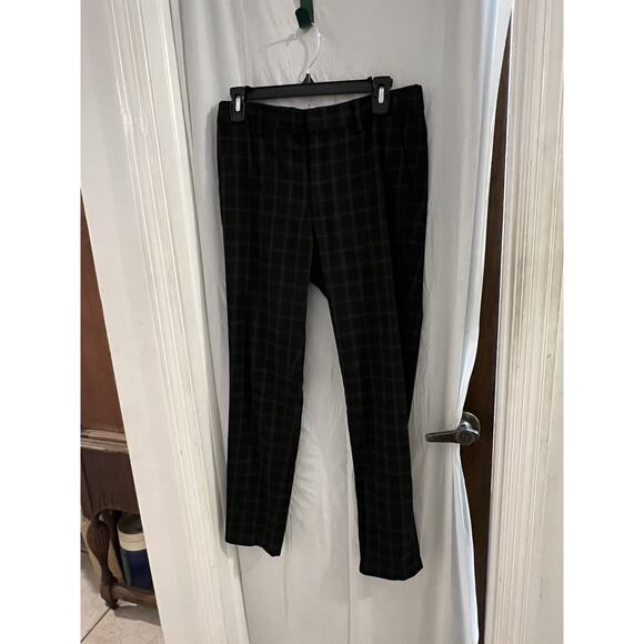 ASOS Black Window Pane Print Skinny Tapered Leg Trousers Sz 31 Office Wear - Picture 1 of 5